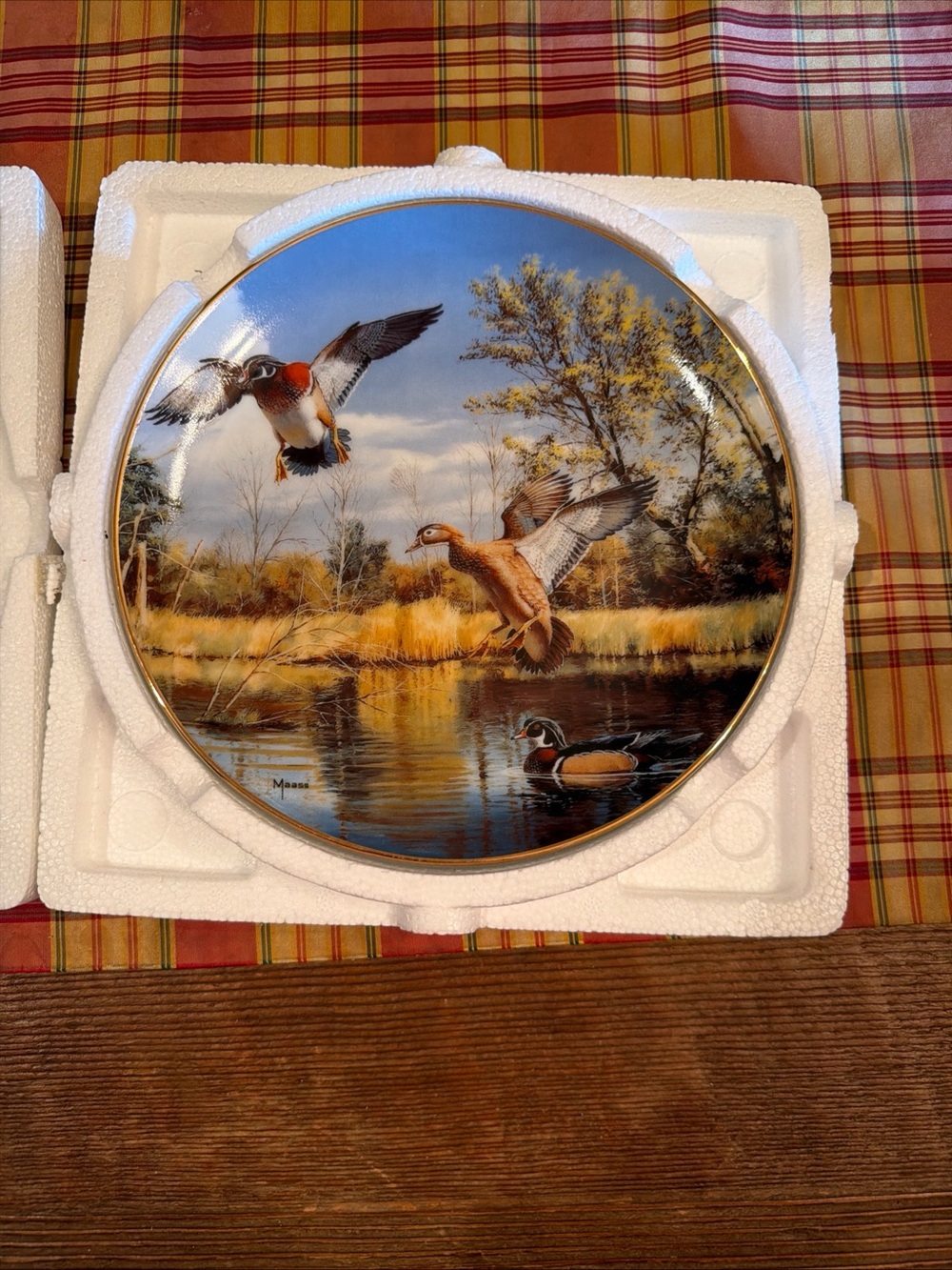Danbury Mint David Maass On the Wing Wood Ducks Settling In Collector Plate Mint